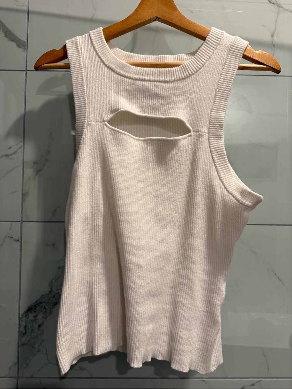 pistola Cream Ribbed Cutout Tank